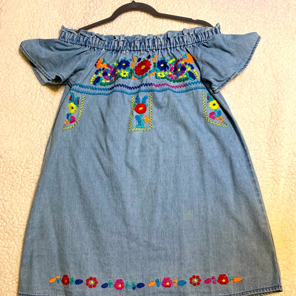 Denim embroidered dress/top.  Very cute!